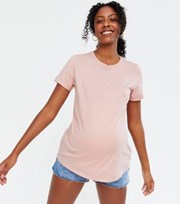 New Look Maternity Mid Pink Roll Sleeve T-Shirt